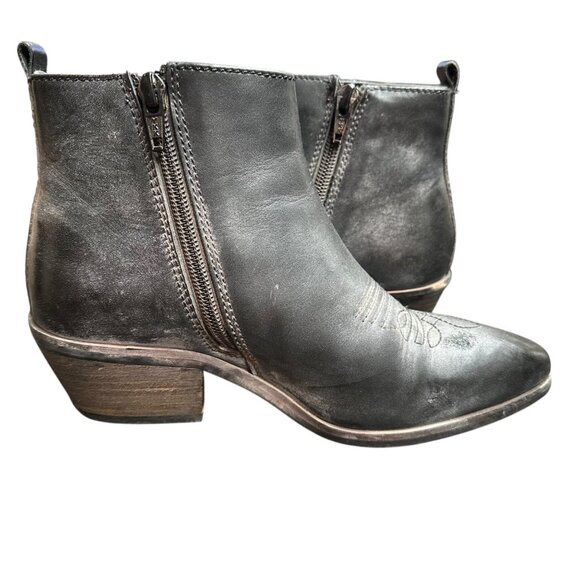 Roan By Bed Stu Gray Leather Distressed Ankle Boots Zip Western Stitching Size 6 - Picture 6 of 9